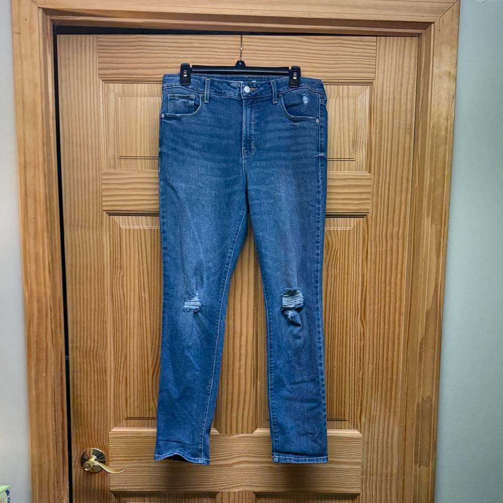 Old Navy Blue Distressed Straight Leg Jeans